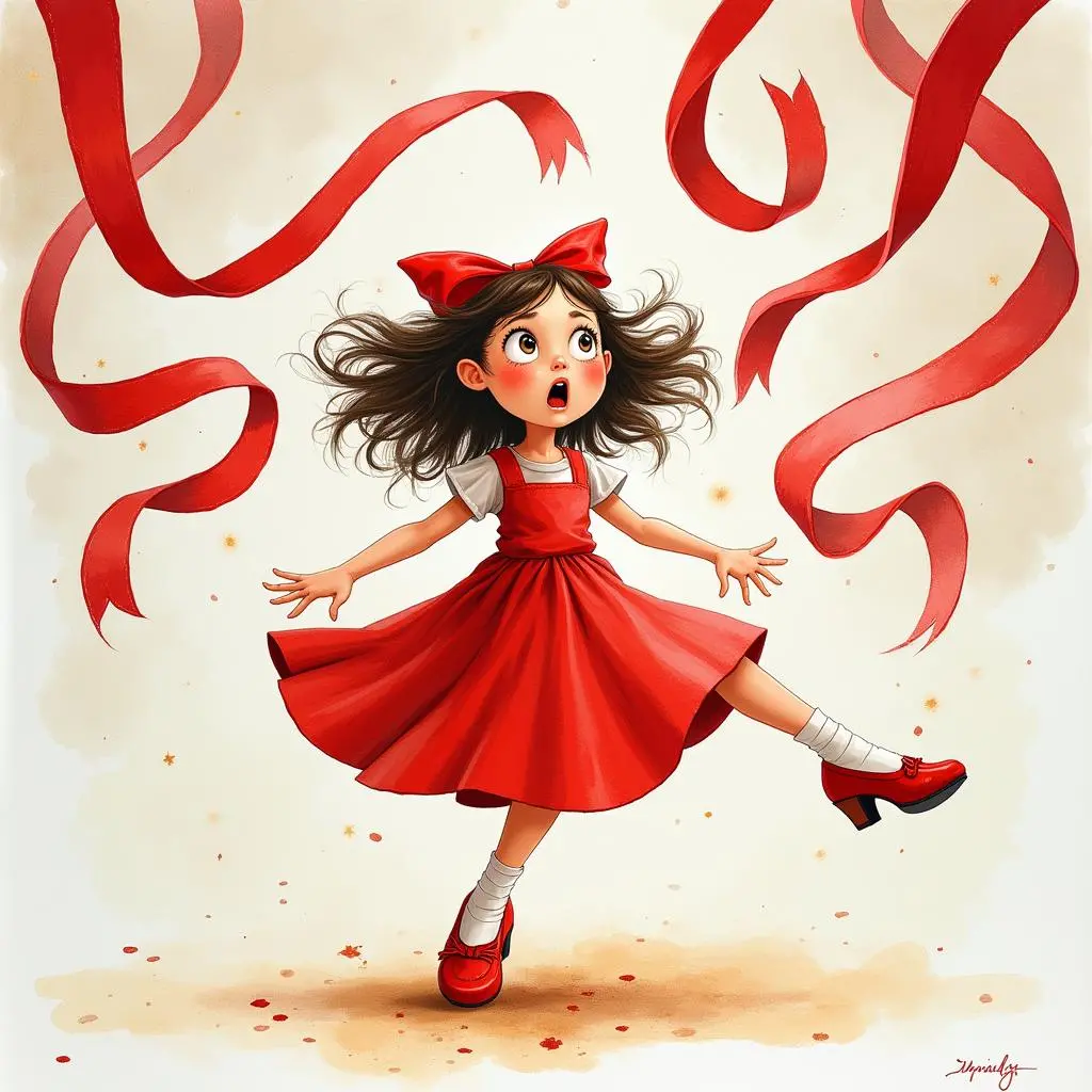 The little girl starts to dance