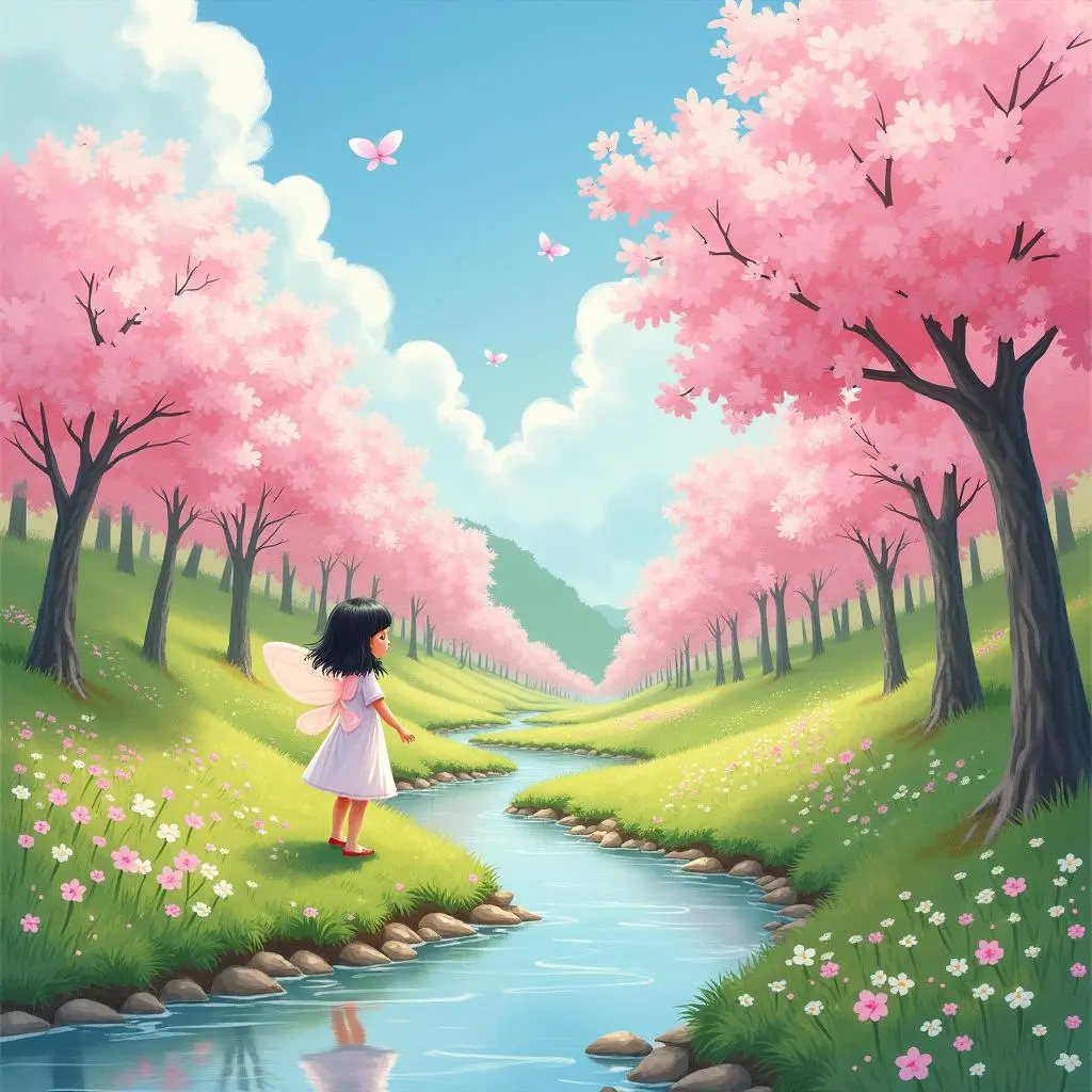 樱花盛景遍布山谷