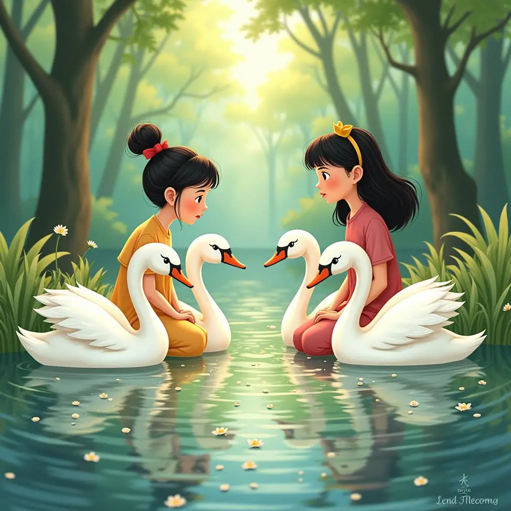 The little daughter began to look for nettles