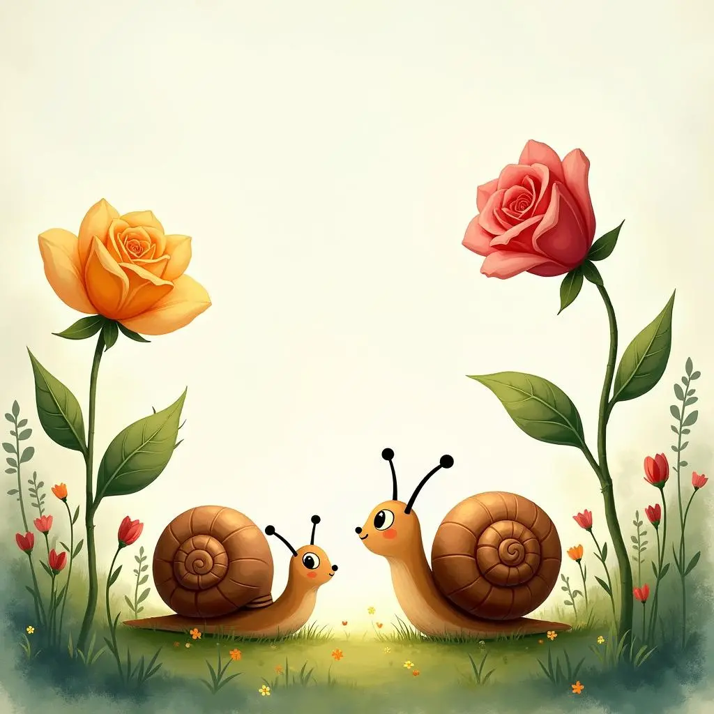 The snail and the rose are chatting