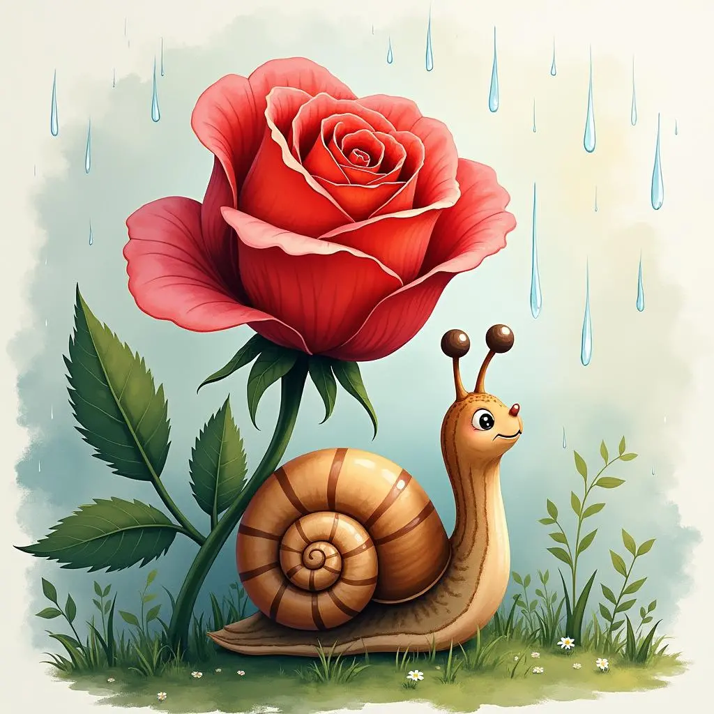 The rose protects the snail