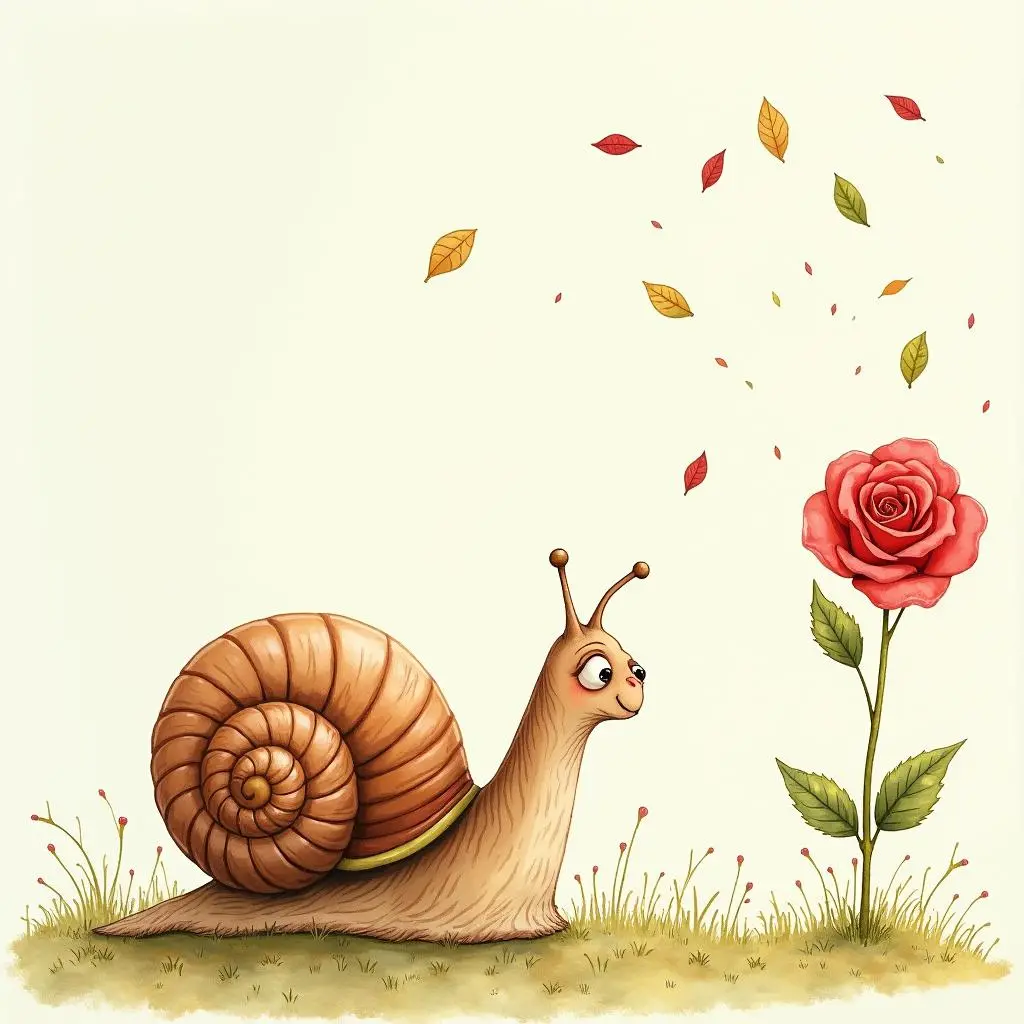 The snail encourages the rose