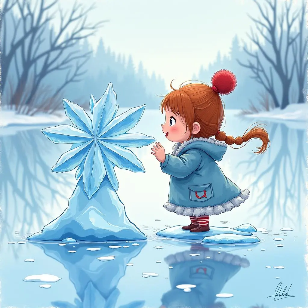 雪花姑娘在冰湖上