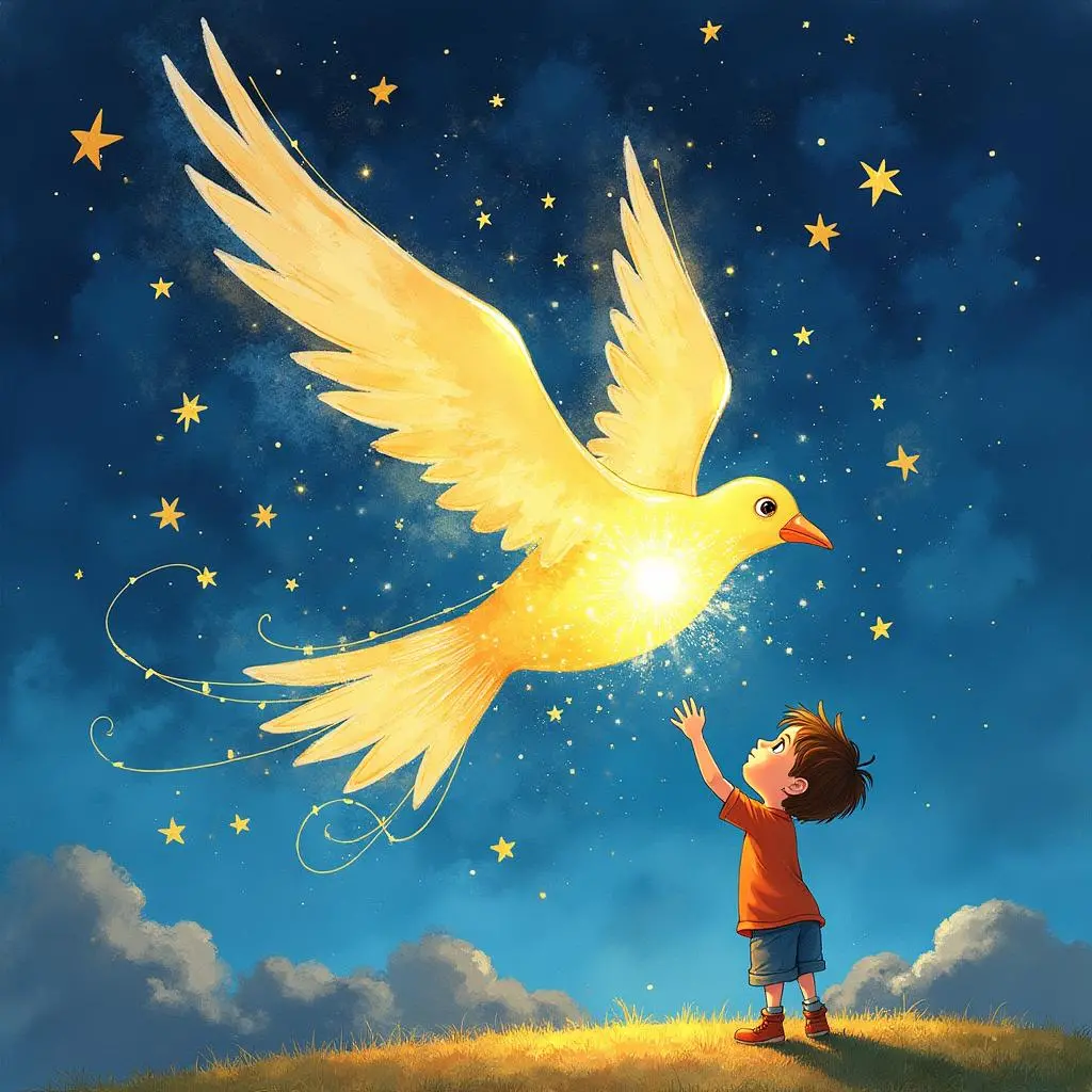 Pierre makes the starlight turn into a bird