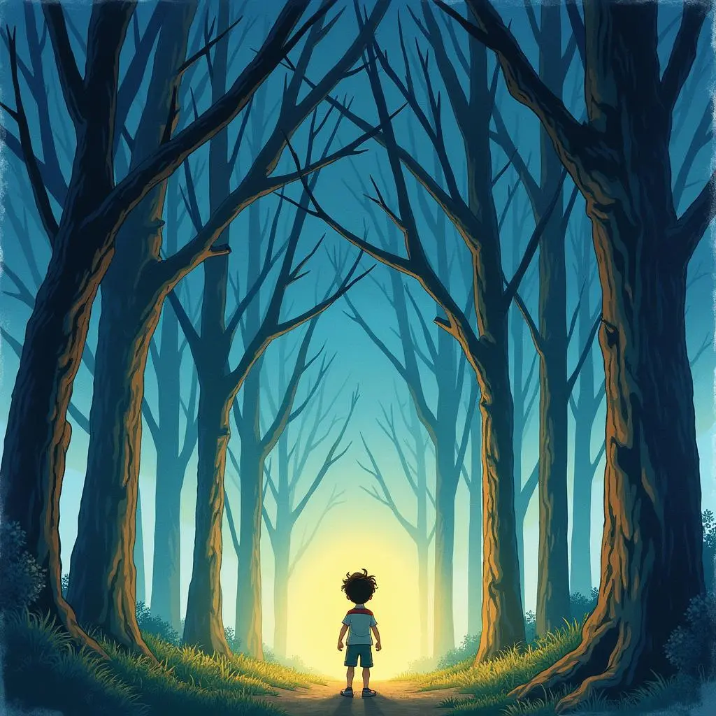 Pierre walks towards the forest