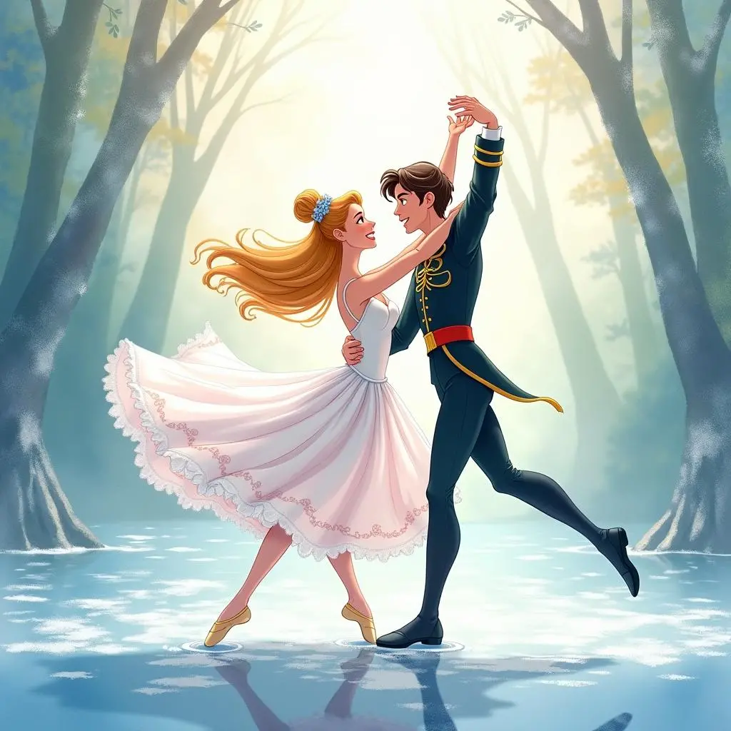 The prince dancing with Odette