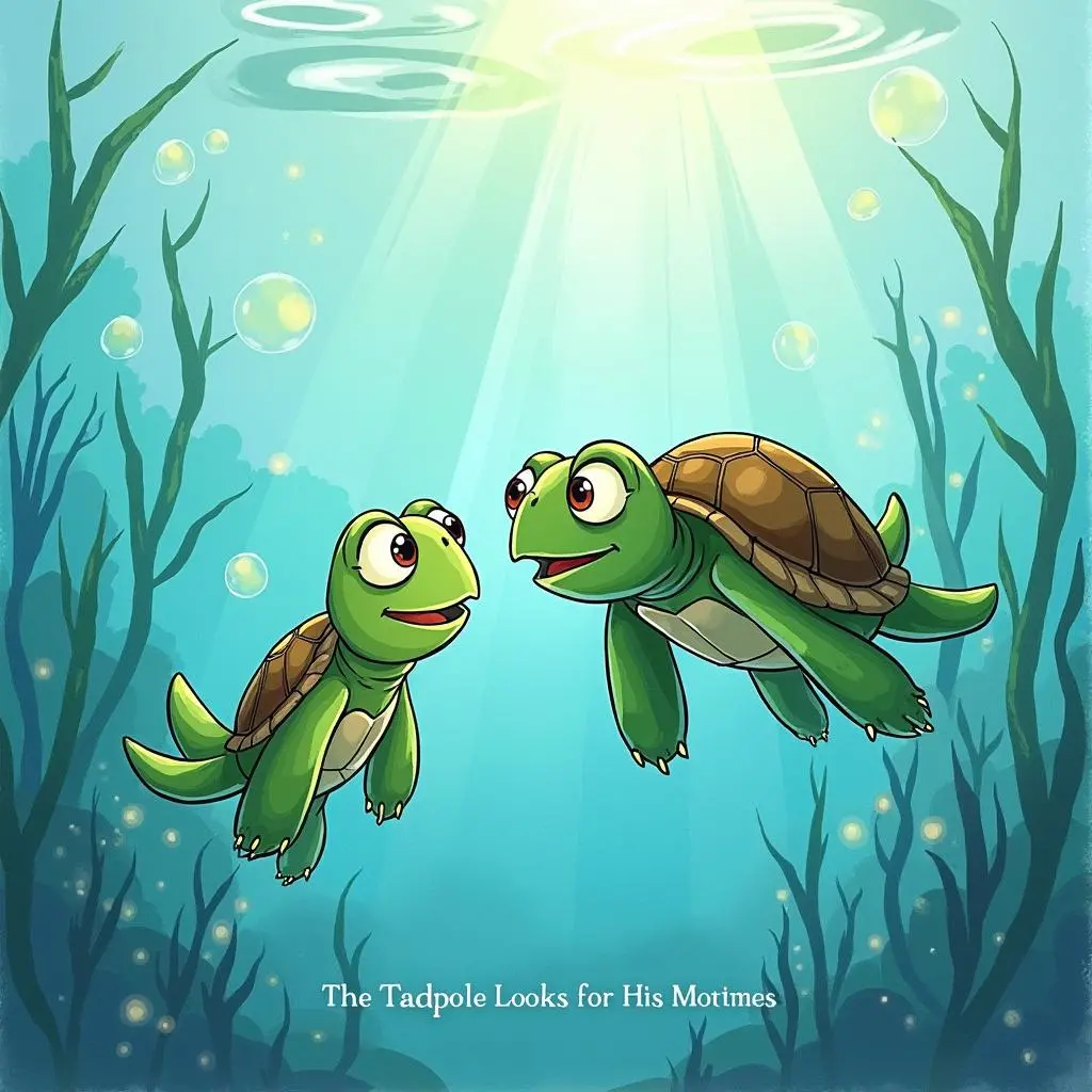 Tadpoles asking the turtle