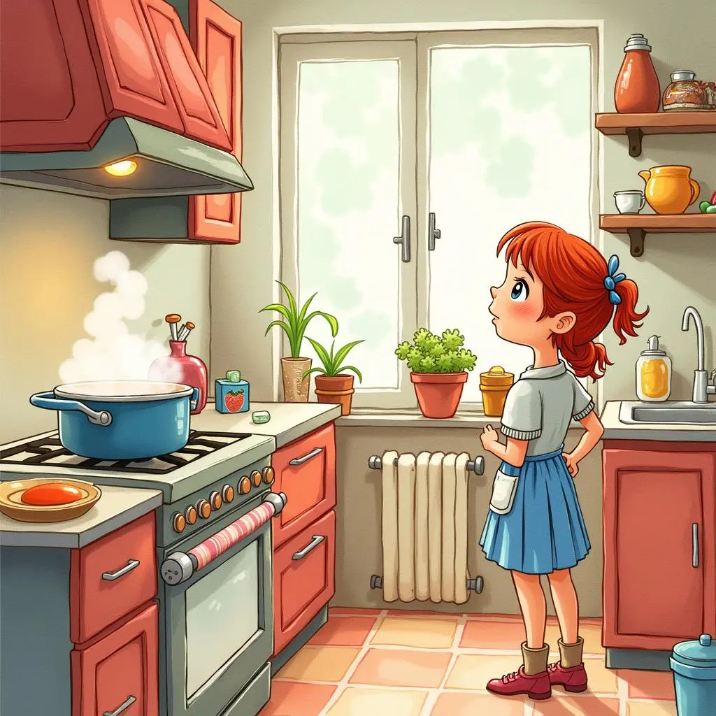 Gretel works in the kitchen