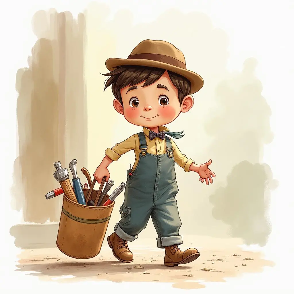 The little tailor goes out with his tools