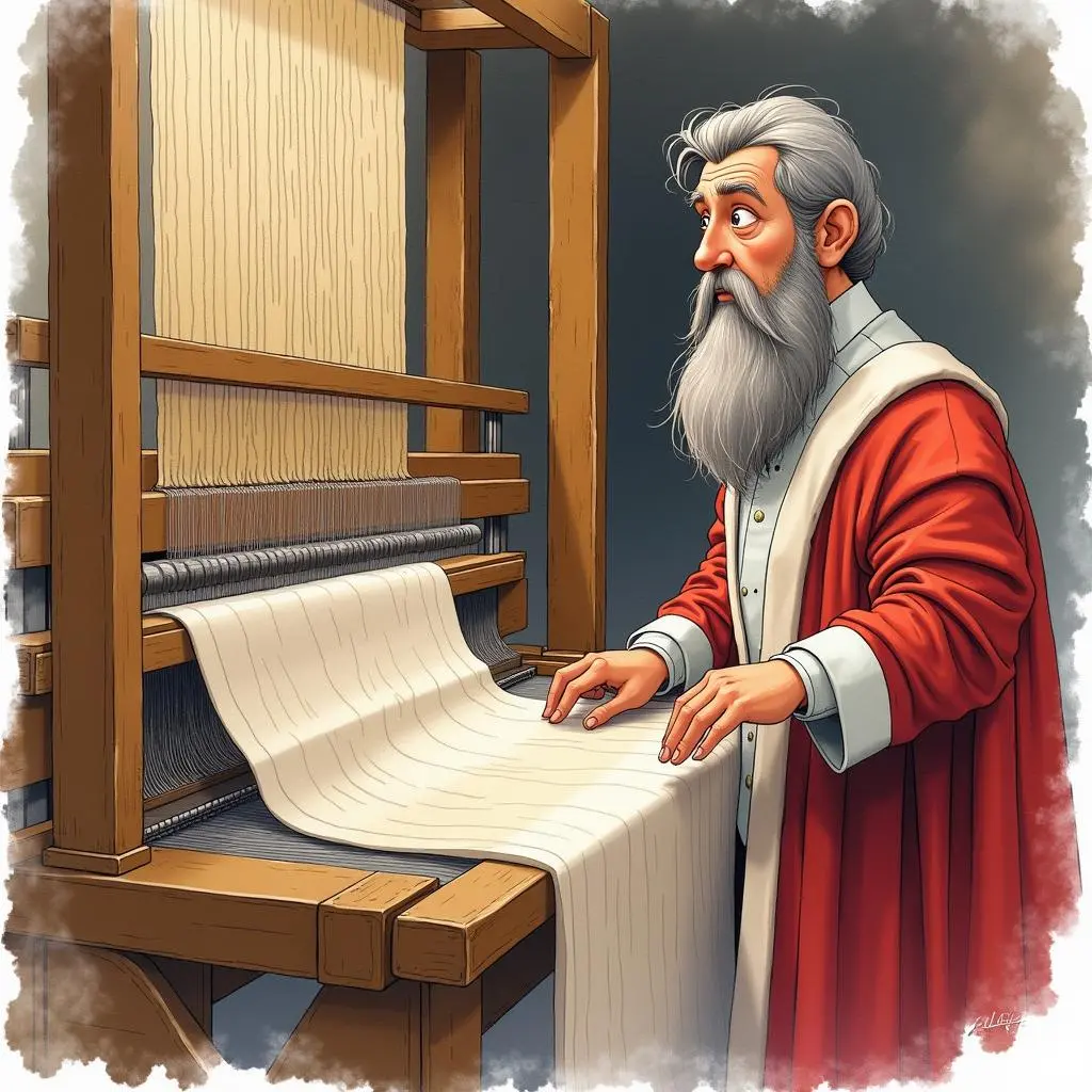 The emperor watches the swindlers weaving