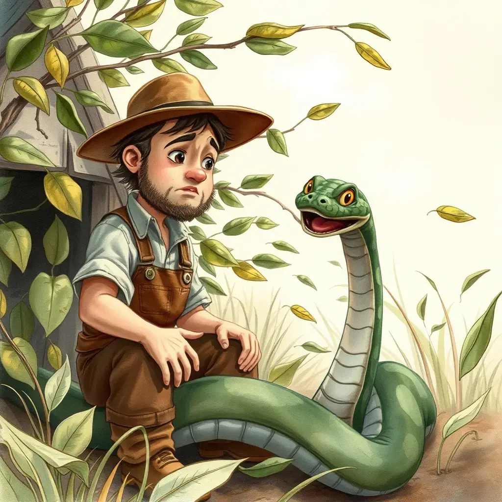 The farmer looked at the snake disappointedly