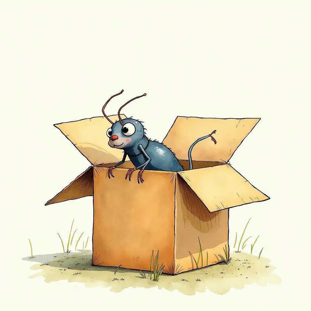 The flea jumps out of the box