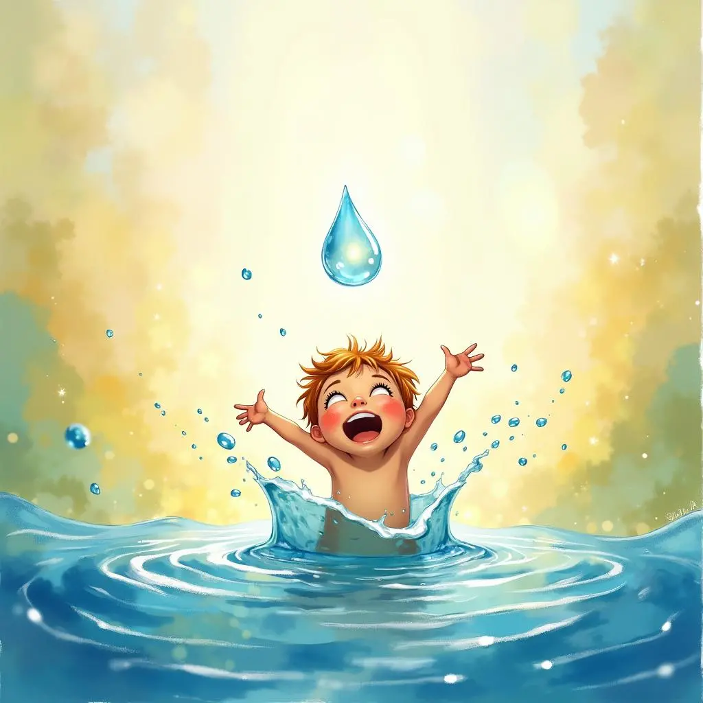 The little water droplet rising in the air