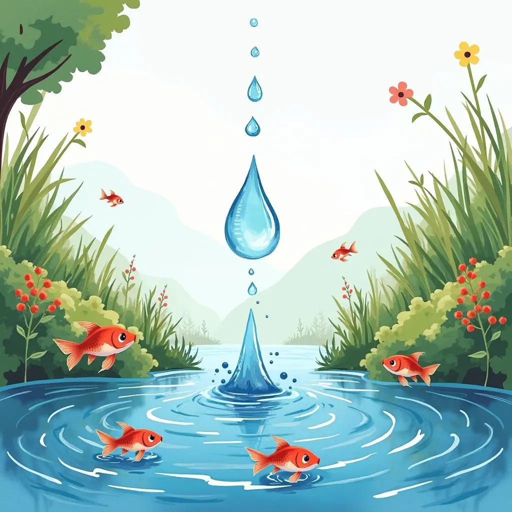 The little water droplet falling into the river