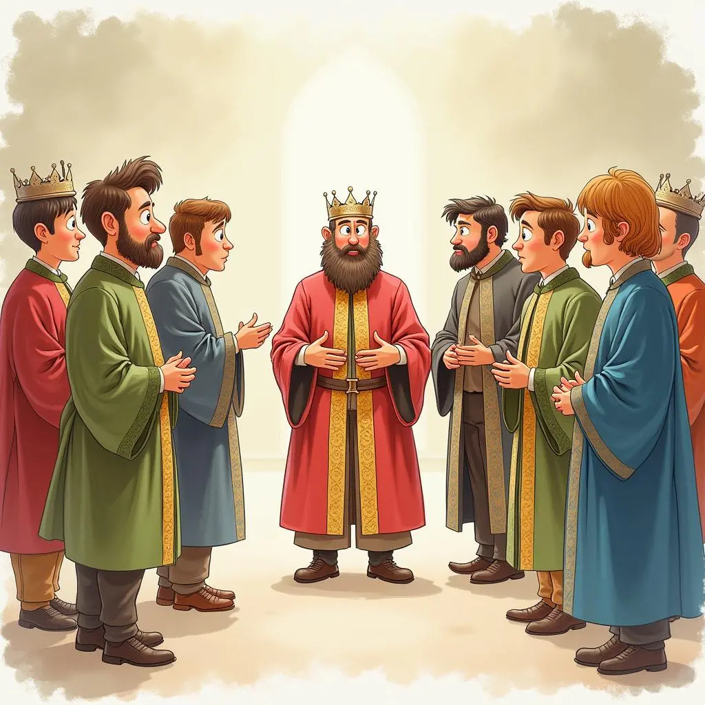 The ministers pretend to see the new clothes