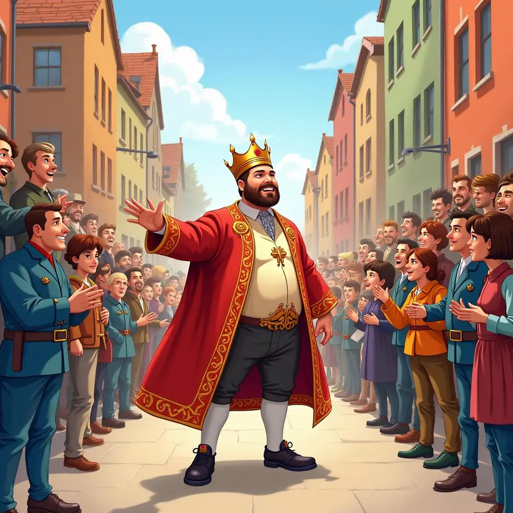 The king paraded in his "new clothes"