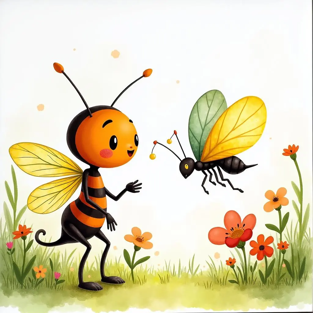 Qiqi, the little ant, has a conversation with the little butterfly