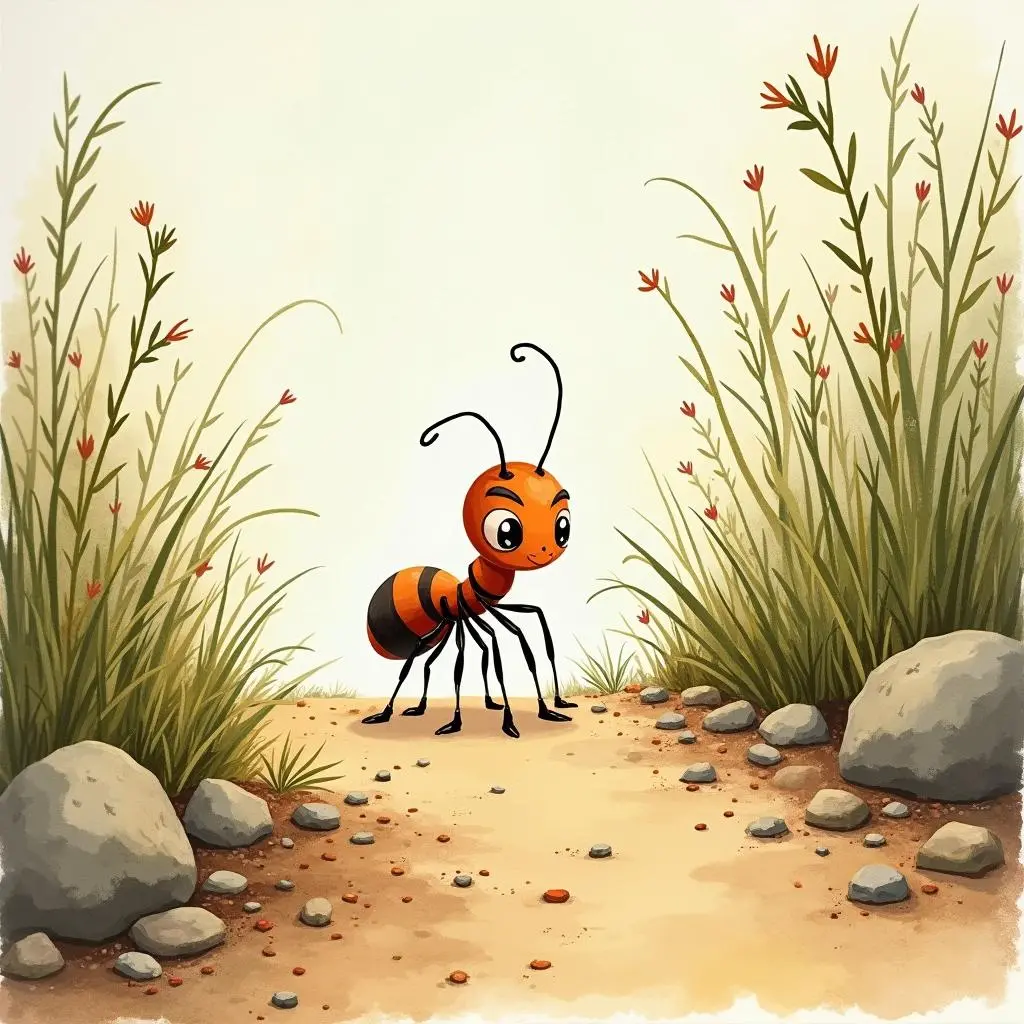 Qiqi, the little ant, walks towards the little snail's home