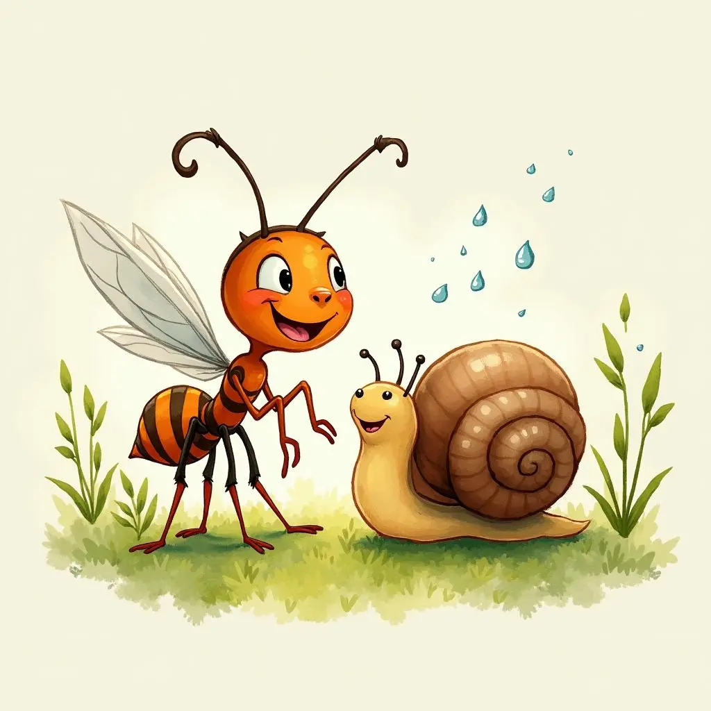 Qiqi, the little ant, and the little snail