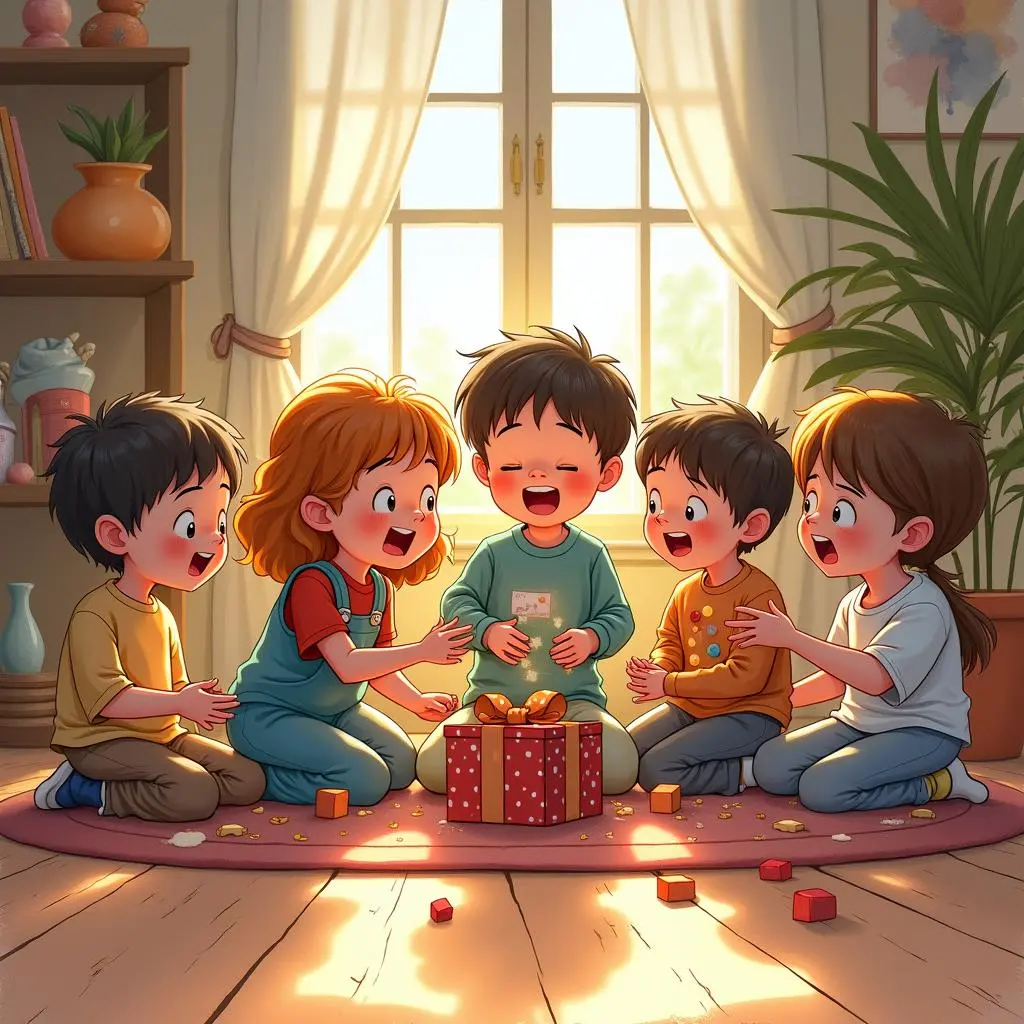 The joy of children receiving gifts