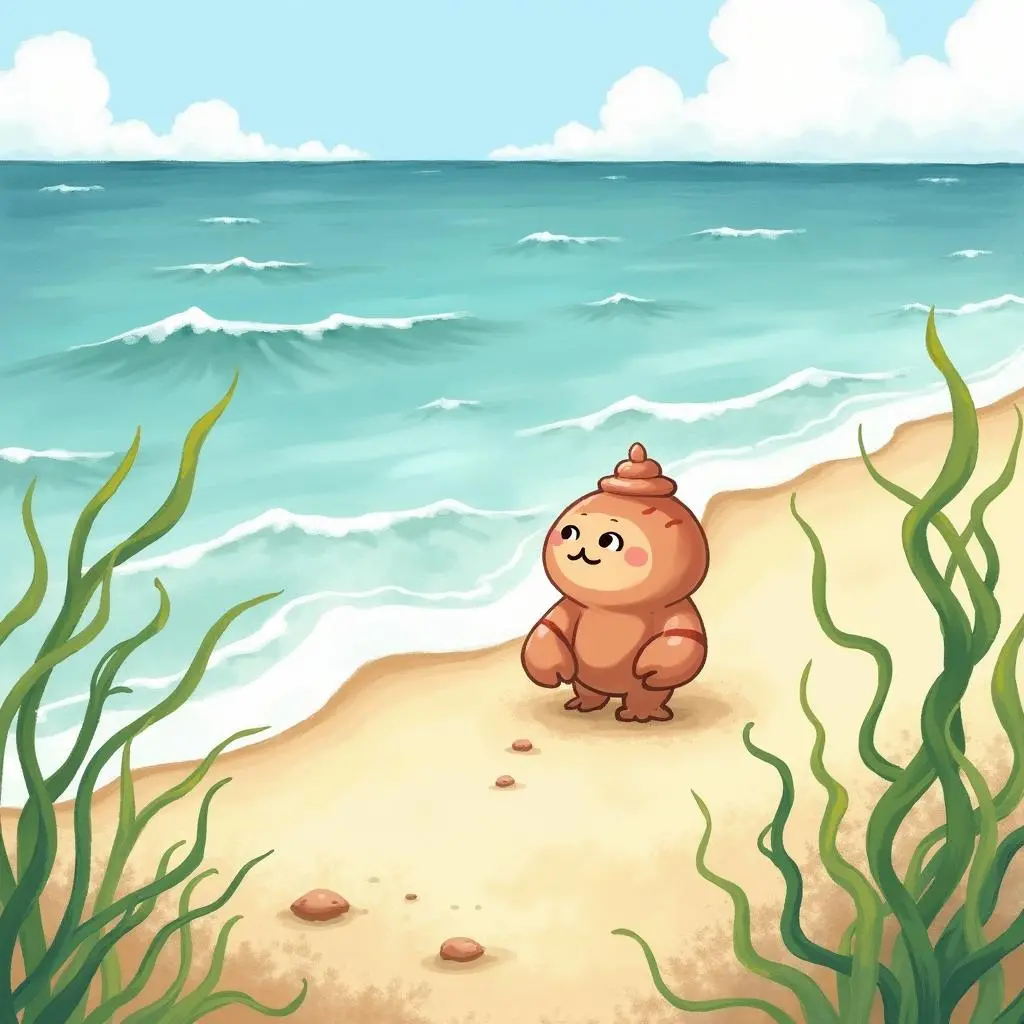 小海螺望着远方大海
