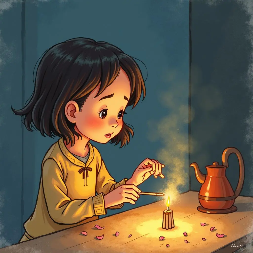 小女孩划第二根火柴