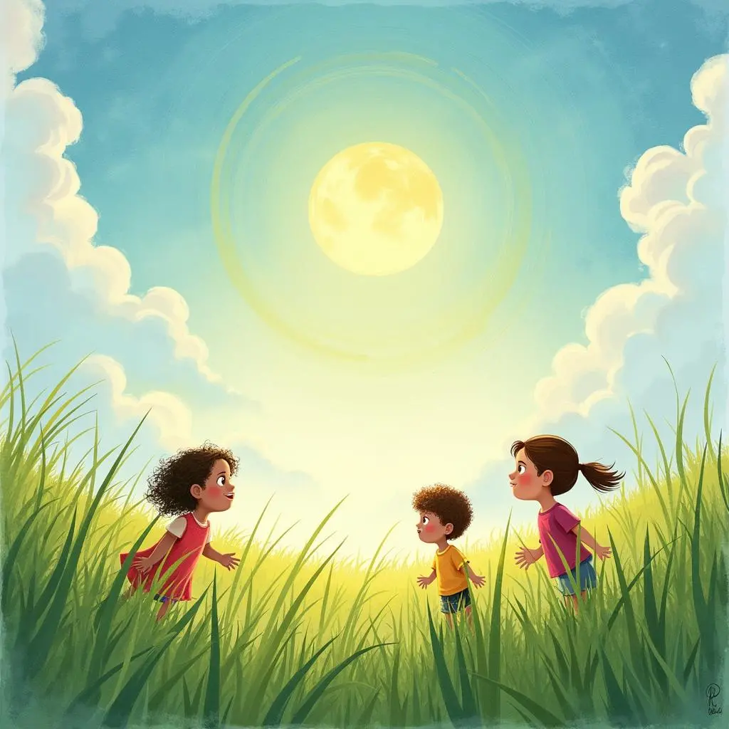 The children look for the source of the song