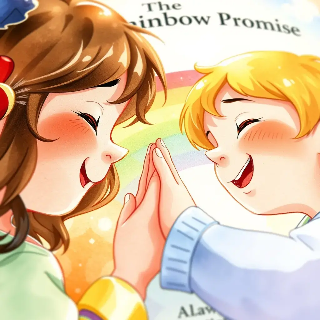 Xiaoming and Xiaohua making a pinky - swear