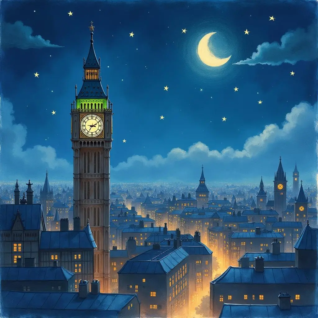 夜晚的钟塔歌声