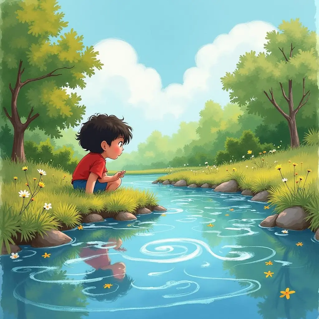 Raju listens by the river