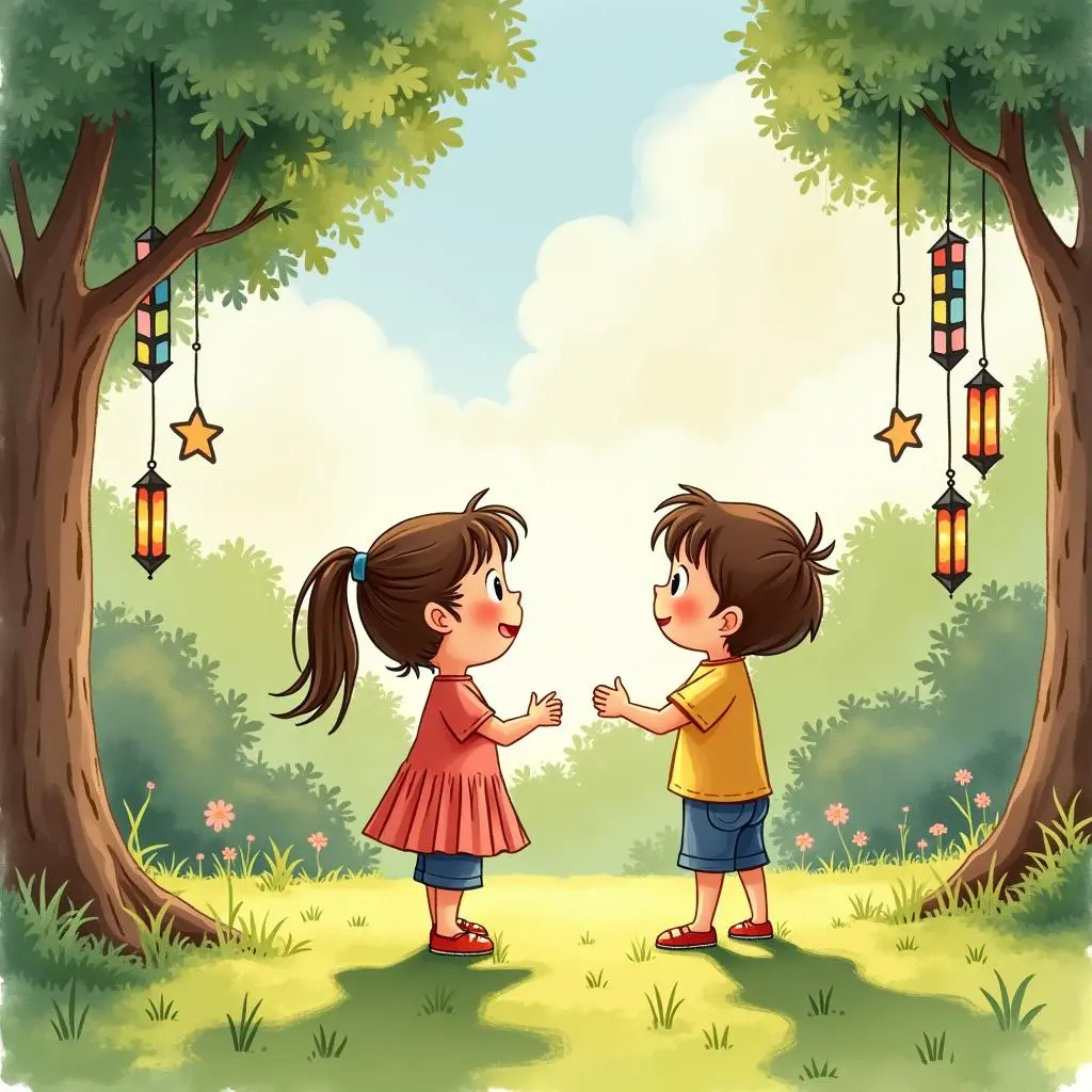 小花和小明告别