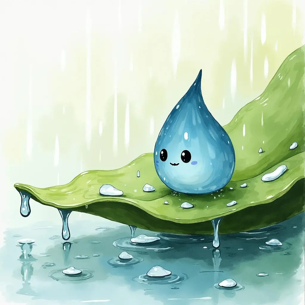小雨点落在树叶上