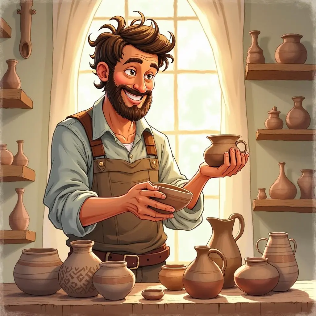 Raju Shows His Unique Pottery