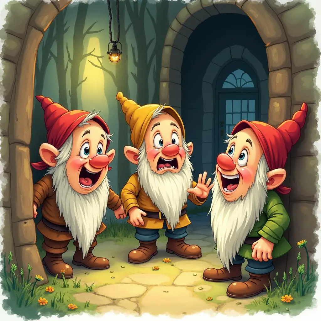The sisters find the little dwarfs