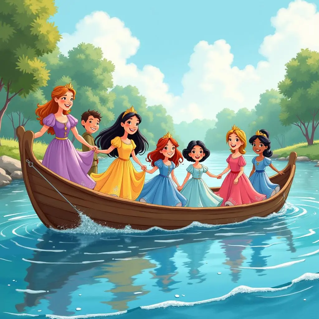 The princesses dance with the princes