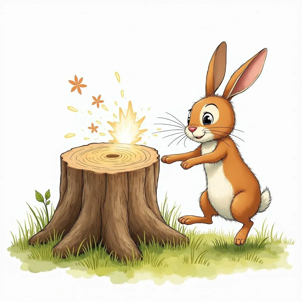 The rabbit hitting the tree