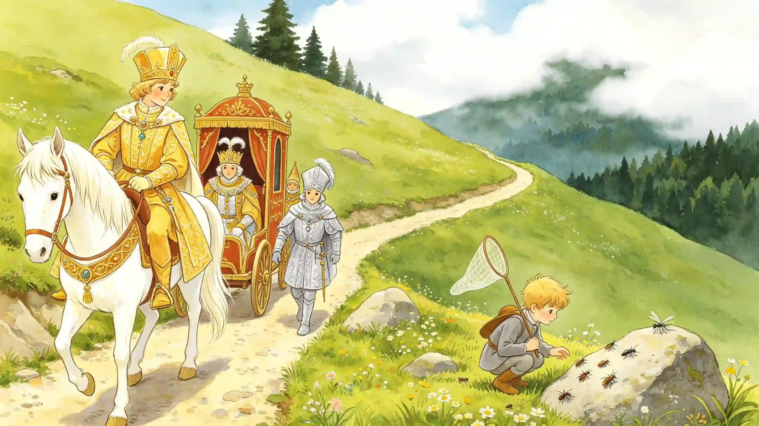Illustration 1: The Three Princes Begin Their Journey